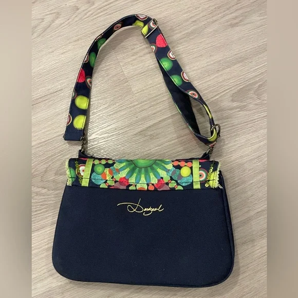 DESIGUAL Small Navy Multicoloured Designer Shoulder Bag with Mandala Print. - Picture 3 of 13
